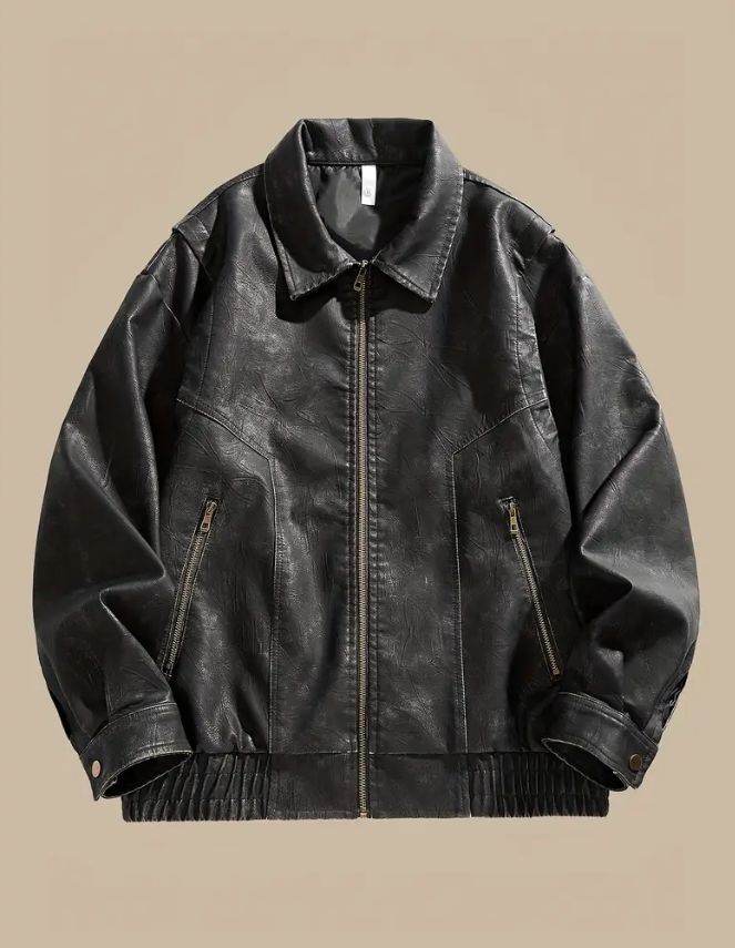 Chaqueta de Cuero Baggy Cropped: imagen 1